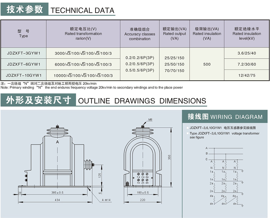 JDZXFT-10GYW1型電壓互感器